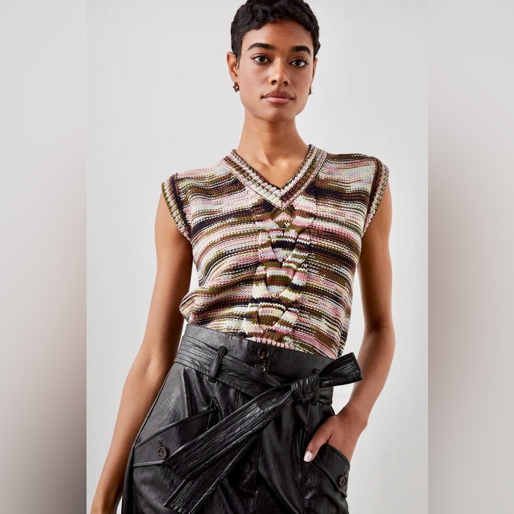 NWT RAILS Brixton Knit Sweater Vest Green/Brown/Pink Multi Forest Space Dye XL - Picture 3 of 16